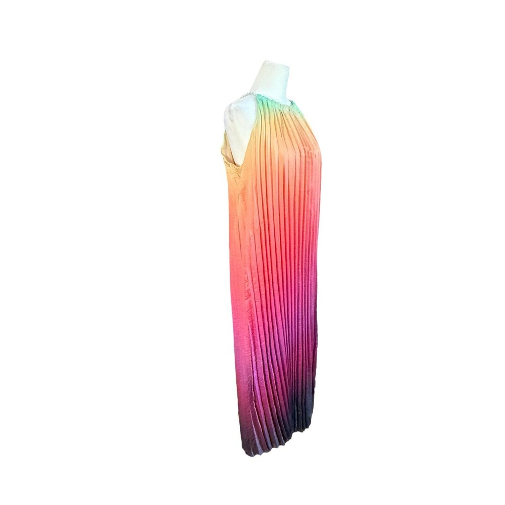 Wedding Guest Dress Women S Pleated Maxi Colorful Maximalist Resort Vacation - Picture 8 of 10